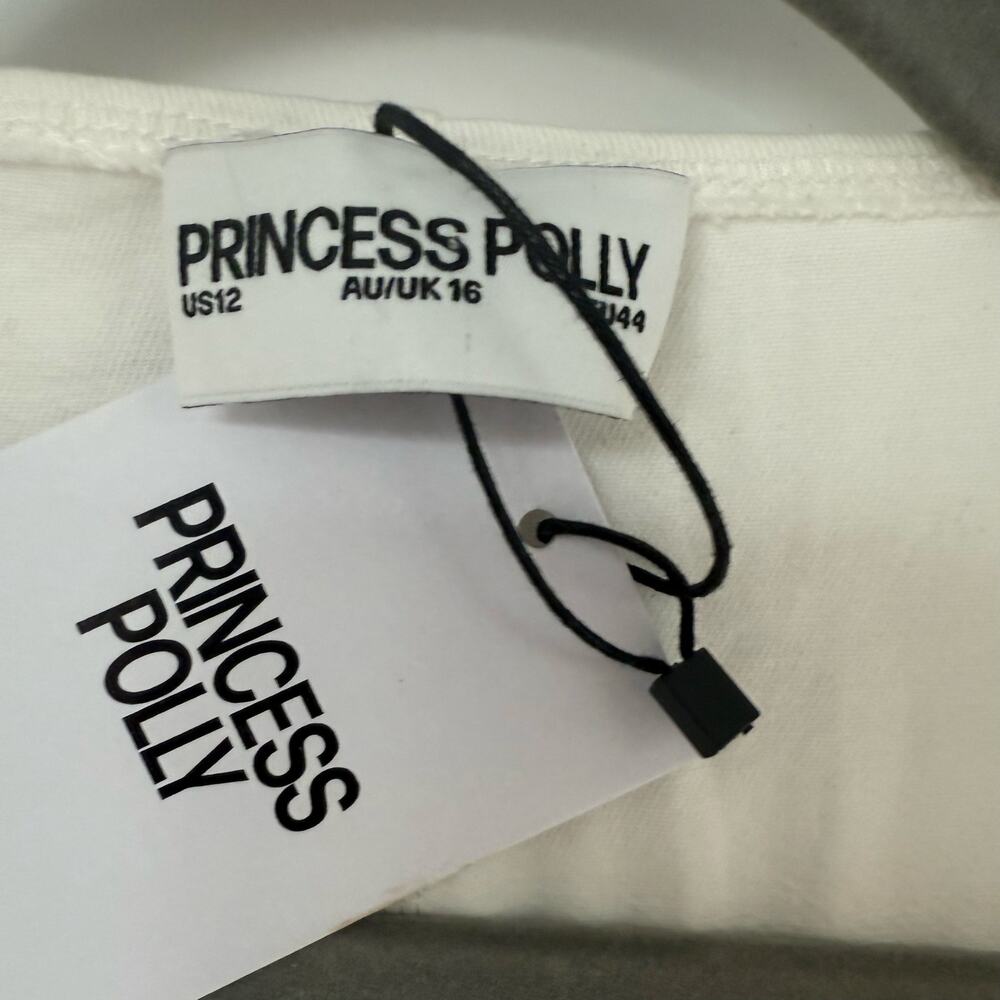 NWT Princess Polly Damico Romper Women's Size 12 White Button Down 100% Cotton - Picture 6 of 9